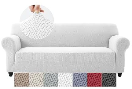 Moonlight Bedding High Stretch Sofa Cover 3 Seater – Spandex Elastic Fit Sofa Slipcovers, Soft Washable Furniture Protector for Pets/Kids/Dogs, Non Slip Couch Covers Silver Grey (Fits 72–91)