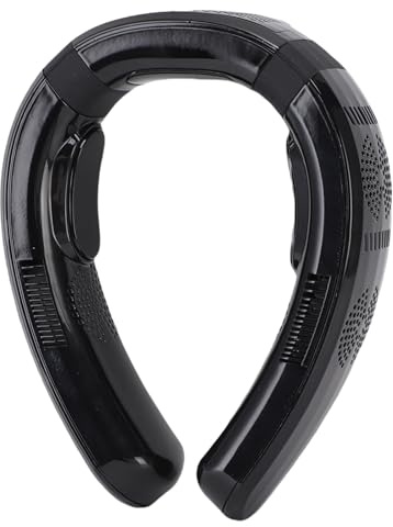 Fabater Tragable Neck Lüfterkühlung Erhitzen 3 Geschwindigkeiten Stille Leichte Batterie für Strandausflüge (glänzend schwarz)
