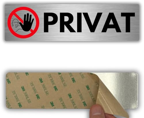 LEIASA | Schild Privatbereich - 5x18 cm - Aluminium - Privat Kein Durchgang | Aufkleber Privatweg, Hinweisschild Privatgrundstück, Verbotsschild Privatzone, Plakette Privateigentum Privatsphäre