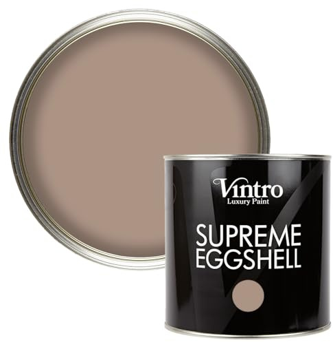 Vintro Paint | Eggshell Paint | for Walls | Wood | Trim | Satin Furniture Paint | Interior & Exterior Use. (Light Brown - Cafe au Lait, 2.5 Litres)