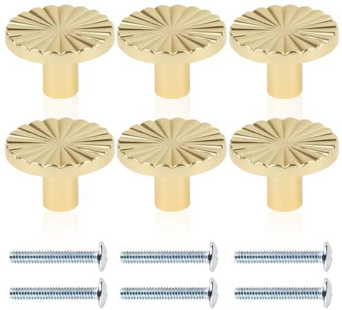 GAZIL 6 Pcs Rose Gold Cabinet Knobs Fan-Shaped Drawer Knobs, Gold Door Knobs for Wardrobe, Cupboard & Dresser, Modern Gold Handles for Drawers Furniture Replace