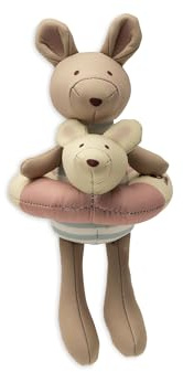 Jollein Poupée de bain bébé - Kangaroots - poupée flottante pour baignoire avec bouée amovible - jouet de bain - essuyable