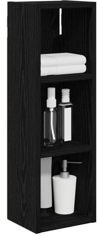 vidaXL Badezimmer-Wandschrank Schwarz Eichen-Optik 20 x 16 x 62,5 cm