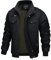 MAGCOMSEN Veste cargo militaire légère en coton pour homme avec poches à fermeture éclair, Noir , S
