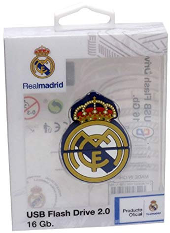 Real Madrid CF - Memoria USB de Goma, con Forma de Escudo, 16 GB, Producto Oficial (CyP Brands)