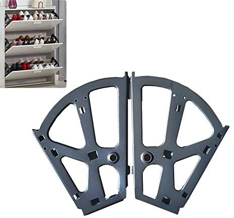 Tiberham - Bisagras para zapatero, 2 piezas, bastidor abatible de acero inoxidable, estante de almacenamiento de zapatos resistente, repuesto para cajón de zapatos giratorio (2 capas, negro)