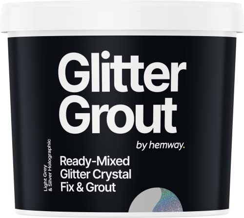 Hemway 2.5 L / 4.5 kg Silver Holographic Glitter with Light Grey Grout | Ready Mixed & Easy to Use | Suitable for Kitchen, Bathroom & Flooring | Waterproof & Mould Resistant