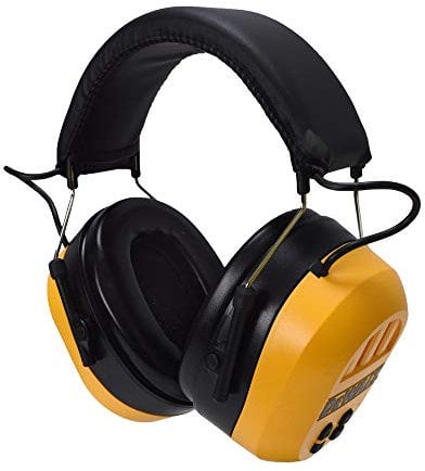 DEWALT Protección auditiva recargable por Bluetooth, negro/amarillo, diadema ajustable, NRR 25