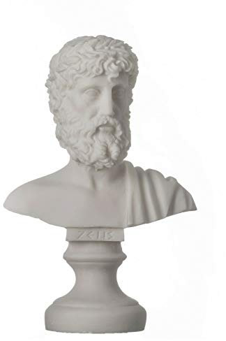 Zeus Griechischer Gott des Himmels Griechische Römische Büste Kopf Alabaster Statue Skulptur 16 cm