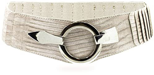 Glamexx24 Elastischer Damen Taillengürtel gürtel 6cm breiter Hüftgürtel mit silberner Ring (Schlange grau, Taillenweite 75cm-110cm)