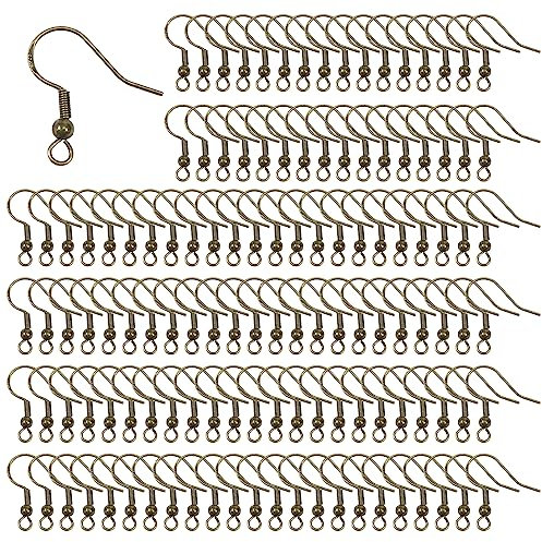 TOAOB 100 Stück Ohrring Haken 925 Versilbert Ohrhaken mit Kugel Spule 18x19mm Antik Bronze Ohrringhaken Rohlinge Schmuck Zubehör für DIY Ohrhänger Schmuckherstellung