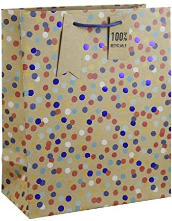 Clairefontaine 30600-2C - Geschenktasche 26,5x14x33 cm, Kraftpapier, ideal für Geschenke, Punkte, 1 Stück