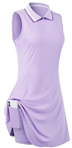 FREEYE Sommer 2023 Tennis Golf Kleid Shirts mit Unterhose und Tasche für Damen, Sommer, kühl, ärmellos, Stretch, Workout, Training, Sport, Tankkleid, Top, Laufen, Sportbekleidung, Outfits, Bekleidung