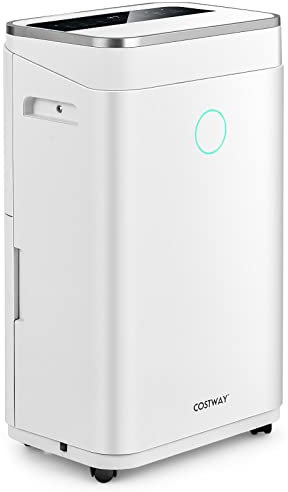 COSTWAY Deumidificatore Casa 25 L al Giorno, con Tubo di Scarico, Scarico Automatico o Manuale, Timer 24 ore, Protezione Straripamento e Serbatoio dell’Acqua 6,5 L per Spazi Fino a 30 m2