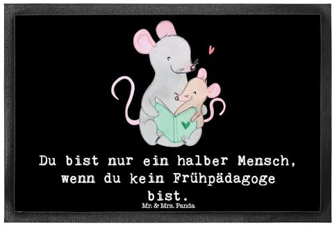 Mr. & Mrs. Panda 40 x 60 cm Fußmatte Frühpädagoge Herz - Geschenk, Vorleger, Schmutzfangmatte, Ausbildung, Kindergarten, Firma, Kollegin,