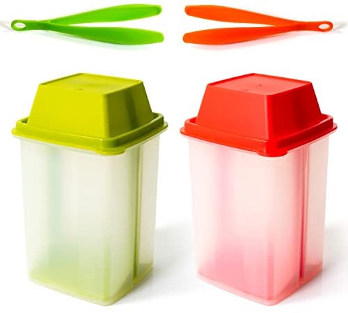 BloxBerry Lot de 2 pots à cornichons avec insert passoire – En plastique anti-fuite – Pour fruits frais ou légumes marinés – Complet avec pince