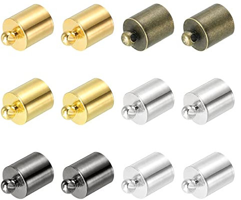 PATIKIL 50pz Corda Estremità Cappeli 7.6mm Estremità Cappuccio Cilindro Perline Kumihimo Estremità Cappucci Ottone per Pelle Cavo Nappe Gioielli Realizzazione 12mm Lunghezza MultiColore