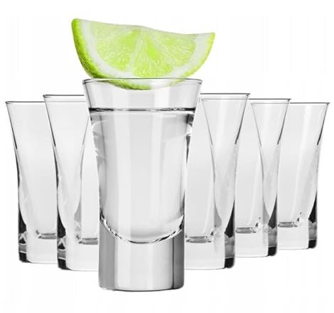 Alcohol Cage Tequilagläser 45 ml - 6 Stück Set - Kleine Gläser mit Schwerem Boden - Alkohol Shots Spülmaschinenfest - 78 x 46 mm