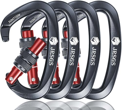 JRSGS Climbing Carabiner Clips,Locking Carabiner for Camping,Rescue,Hunting