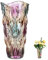QEEYON Grand Vase en Verre Coloré pour Arrangements Floraux, 24 x 13 cm Vase Arc-en-Ciel Unique pour Centres de Table, Salon, Cuisine, Bureau, Mariage (Ondulé