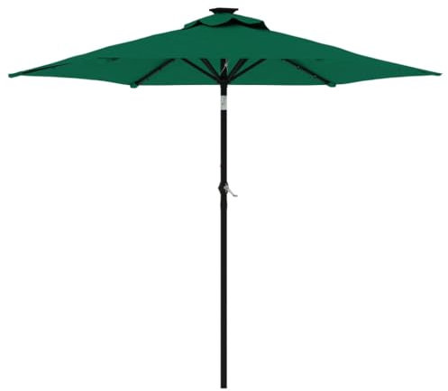vidaXL Sonnenschirm mit LED und Stahlmast Grün 225x225x212 cm