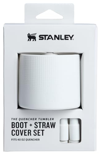 STANLEY Quencher Boot and Straw Cover Cap | Anti-Slip Silicone Protector for 40 oz Tumbler with Handle | Accessory Set for Stainless Steel Drinking Cup | BPA-Free | Pale Stone