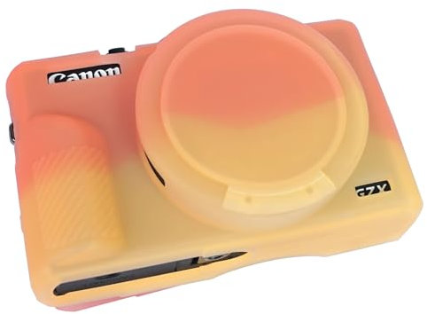 Camera Case for Canon G7 X Mark III, G7X3 Camera Cover Soft Silicone Protective Case Camera Body Skin Sleeve with Removable Lens Cover for Canon Powershot G7X Mark III DSLR Camera,Red Orange