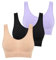 Boolavard 3-teiliges Set Nahtlose BHS für Damen Bügelloser Büstenhalter Crop Top Weiche Sport-Tank-BHS Damen Dessous Weste (DE/NL/SE/PL, Alphanumerisch, XL, Regular, Regular, Beige Schwarz Lila)