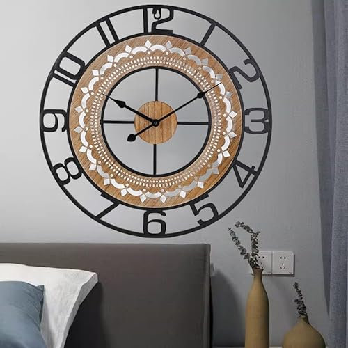 Large Wall Clocks for Living Room, Silent,Non Ticking,Battery Operated Oversized Vintage Round Modern Wall Clock for Bedroom,Farmhouse,Office Wall Decor-20 Inch