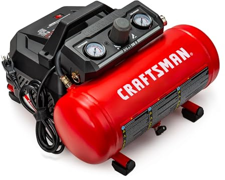 Craftsman Compresor de aire, compresores de aire portátiles de 1.5 galones, 1.5 CFM a 90 psi y 2.2 CFM a 40 psi, tanque de compresor sin aceite de presión de 3/4 HP 135 PSI, compresor de aire de