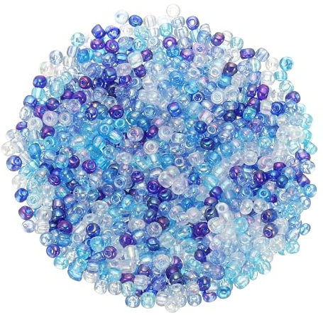 M METERXITY 2000-Pack Perles De Verre En Tube Miniature 1.5x1mm/0.06x0.04 Pouce Pour DIY Boucles D'Oreilles/Colliers/Bracelets/Création De joyaux [Couleur Bleue]