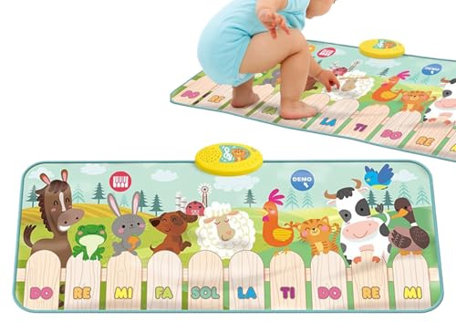 Shaersu Klaviermatte Für Den Boden, Interaktive Musikinstrumente Mit 9 Tiergeräuschen, Musikmatte Für Babys, Für Kinder Ab 1 Jahr Für Zuhause Kindergarten Zur Sinnesförderung Der Lernentwicklung Und