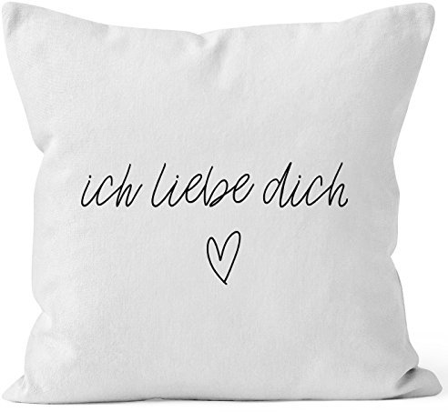 MoonWorks Kissenbezug Kissenhülle Ich Liebe Dich Liebe Love Geschenk Deko-Kissen Baumwolle weiß 40cm x 40cm
