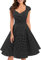 bbonlinedress 1950er Vintage Retro Cocktailkleid Rockabilly V-Ausschnitt Faltenrock Black Small White Dot 2XL