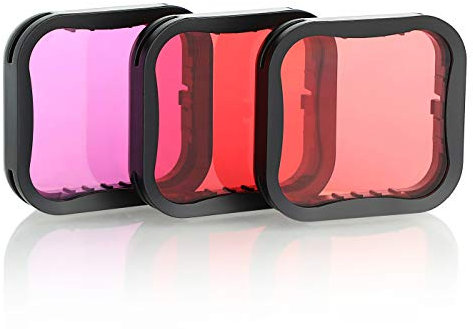 SOONSUN Tauchfilter für GoPro Hero 5, 6, 7, Schwarz, Super Suit Tauchgehäuse, Rot, Hellrot und Magenta, verbessert Farben für Verschiedene Unterwasser-Video- und Fotografie-Bedingungen, 3 Stück