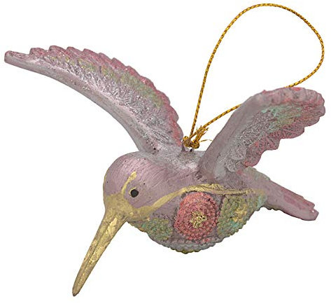 Kolibri mit Flügeln Vogel Anhänger Deko Hänger Ostern Weihnachten 12 cm (rosa-Silber-grün)