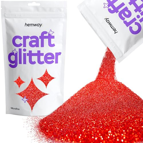 Hemway Bastel-Glitzer, Rot, mikrofein, 0,1 mm, für Kunsthandwerk, Becher, Papier, Glas, Dekorationen, DIY-Projekte, 100 g