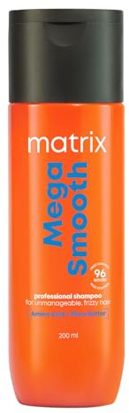 Matrix Mega Smooth Professional Shampoo with Shea Butter & Amino Acids, for Frizzy Hair | Max Smoothness for 4 Days | Used by 1 Lakh Hairstylists*| For All Hair Types | Paraben Free