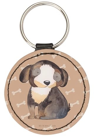 Mr. & Mrs. Panda Rund Schlüsselanhänger Hund Entspannen - Geschenk, Schutzengel, schwarzer Hund, Hundemotiv, Hundebesitzer, Taschenanhänger,