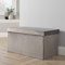 Home Source Large Folding Ottoman Velvet Fabric Storage Chest, Grey, Rectangle