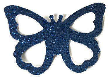 7 große, glitzernde Schmetterlings-Aufkleber, selbstklebend, zum Basteln von Karten – Abziehen und Aufkleben (blau)