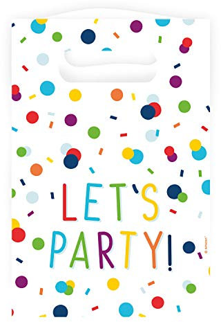 Amscan 9906350 - Partytüten Konfetti Let´s Party, 8 Stück, 23,6 x 15,7 cm, Mitgebsel, Kindergeburtstag