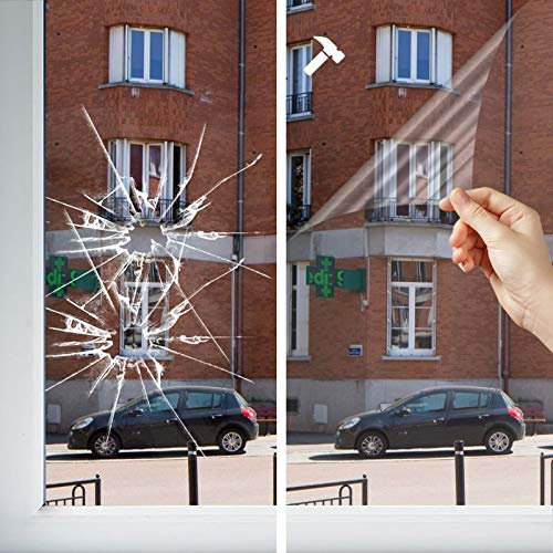 DIMEXACT Sicherheitsfolie Einbruch-, Splitter- und Graffitischutz für Fenster, Farblos - 120 My, Breite 1,52 m, Rolle