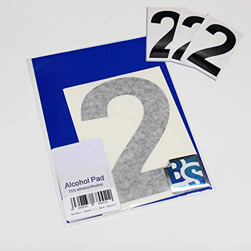 BS® Large Waterproof Non-fading Self Adhesive Vinyl Numbers | 2 (TWO) | 150mm | Pack of 4 | BLACK | Wheelie Bin Numbers