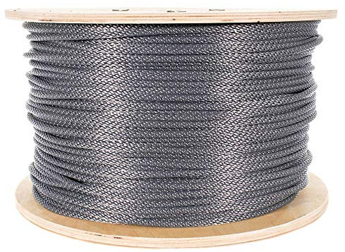 Golberg Drahtseil aus Nylon, geflochten, verzinkt, Fahnenmast Halyard Seil – Flugzeugdrahtkabelkern – hohe Zugfestigkeit (0,6 cm x 3,4 m) – Silber