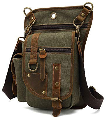 FANDARE Beintasche Herren Hüfttasche Brusttasche Canvas Beinbeutel Sling Bag Damen Sling Bag Schulranzen Umhängetasche Sporttasche für Motorrad Wandern Radfahren Schule Reise Joggen Daypacks Grün