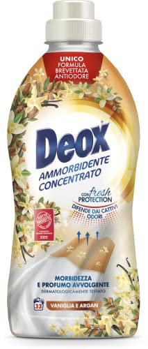 Deox - Weichspüler für Waschmaschine, konzentriert, 33 Waschmaschinen, Vanille und Argan, weiche und duftende Kleidung, mit Fresh Protection-Technologie, 660 ml x 1 Packung