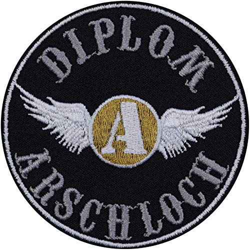 Biker Patches (80x80mm) - Diplom Arschloch Motorrad Aufnäher - Vintage Aufbügler Patch - Motorrad Zubehör, Accessoires - Morale Patches Lederwesten-Patch