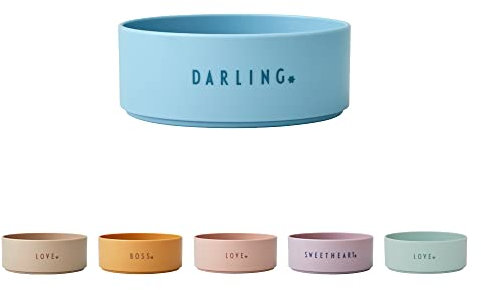 Design Letters MINI Lieblingsschale in Tritan für Baby und Kinder, MINI DARLING (Hellblau) - BPA-frei & BPS-frei, Süße Wörter auf Vorder- und Rückseite gedruckt, Drop-Safe, Spülmaschinenfest