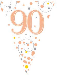 90th Birthday Rose Gold Birthday Party Flag Banner Bunting Age 90